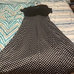 Black and white polka dot long dress